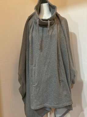 UGG Gray Hooded Poncho Sweatshirt with Drawstring